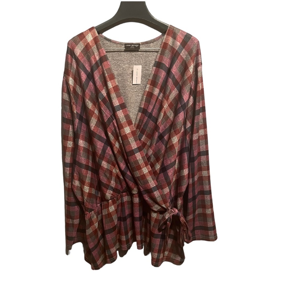 Lane Bryant Women’s Plus Size Plaid Faux Wrap Blouse
